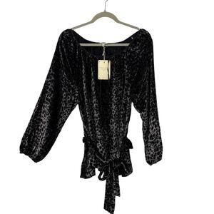 What Goes Around Comes Around Silk Velvet Burnout Tunic Medium Animal NWT